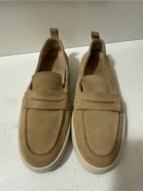 VIONIC Women's Suede Slip-On Penny Loafers in Tan